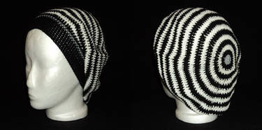 White and Black Cotton Tam, Handmade