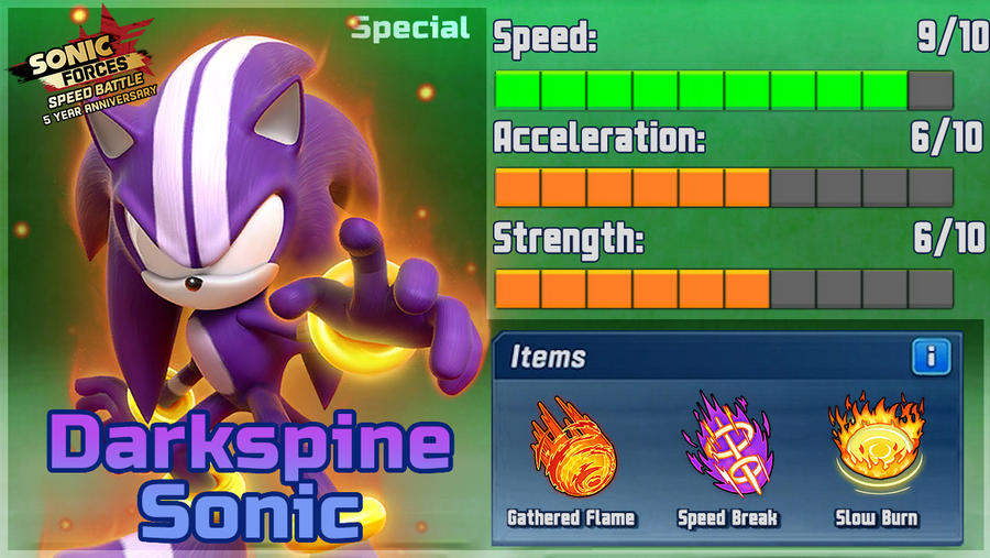 SonicWindBlue #SonicDreamTeam on X: Darkspine Sonic will join #SonicForces  Mobile on September 15th 2022. Here are his stats, his rarity and his three  new items!  / X