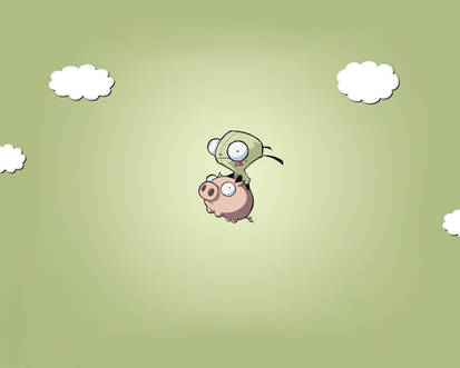 Gir flys on pig...with clouds.