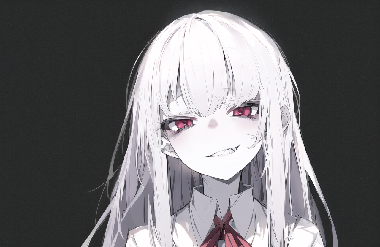 AI GENERATED - Evil White Hair Anime Girl by PotatoAlchemy on DeviantArt