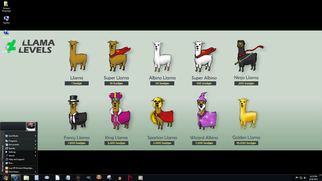 Windows 7 on Spanky - King Llama Arrives 2