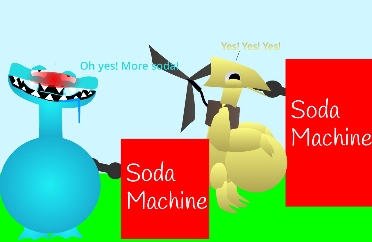 Cyan and yellow soda machine inflation by Snifflesfun1999 on DeviantArt