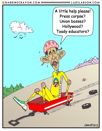 Obama in Wagon cartoon