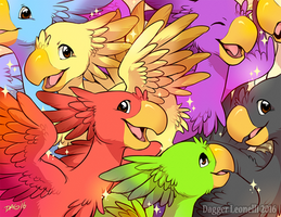 Colorful Bunch of Chocobos