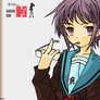 Nagato Yuki with middle finger