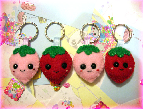 felt strawberry keychains