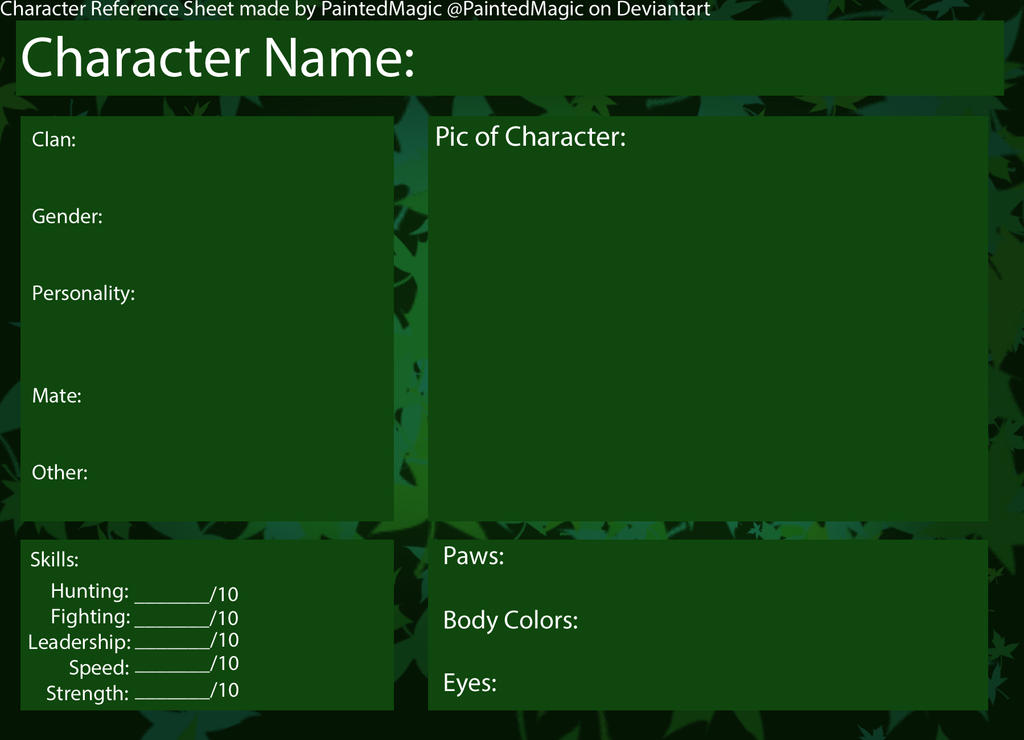 Character Reference Sheet *BLANK* by PaintedMagic on DeviantArt