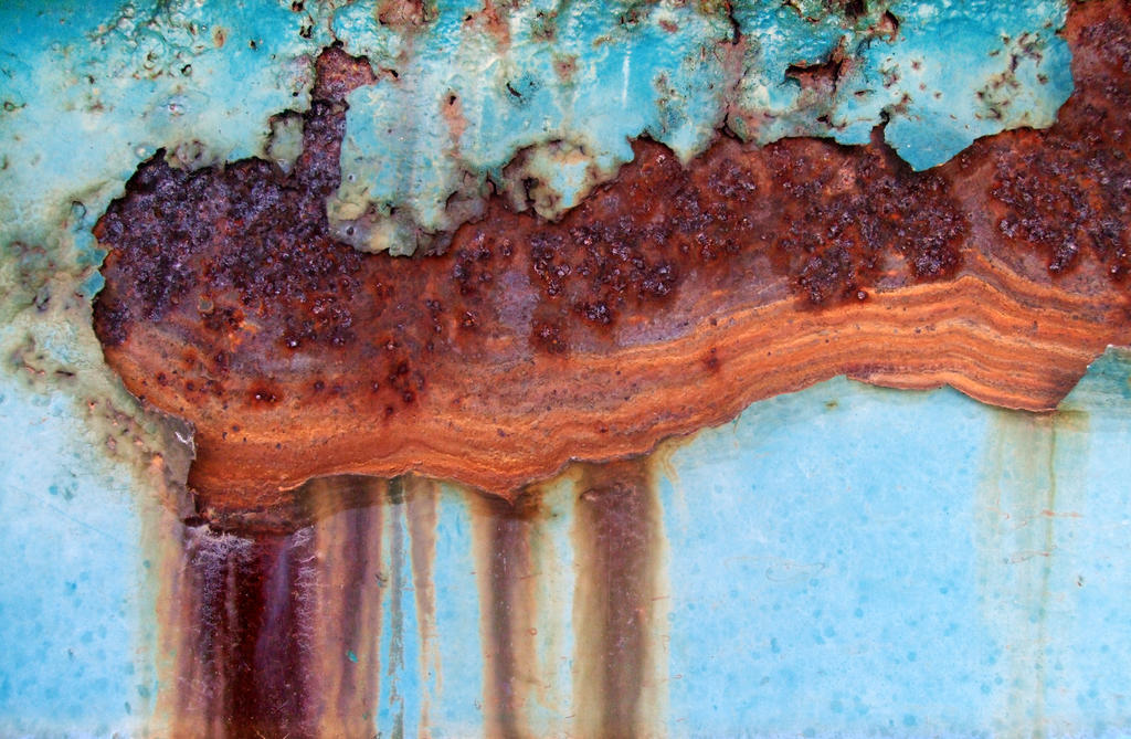 Marbled rust on blue metal