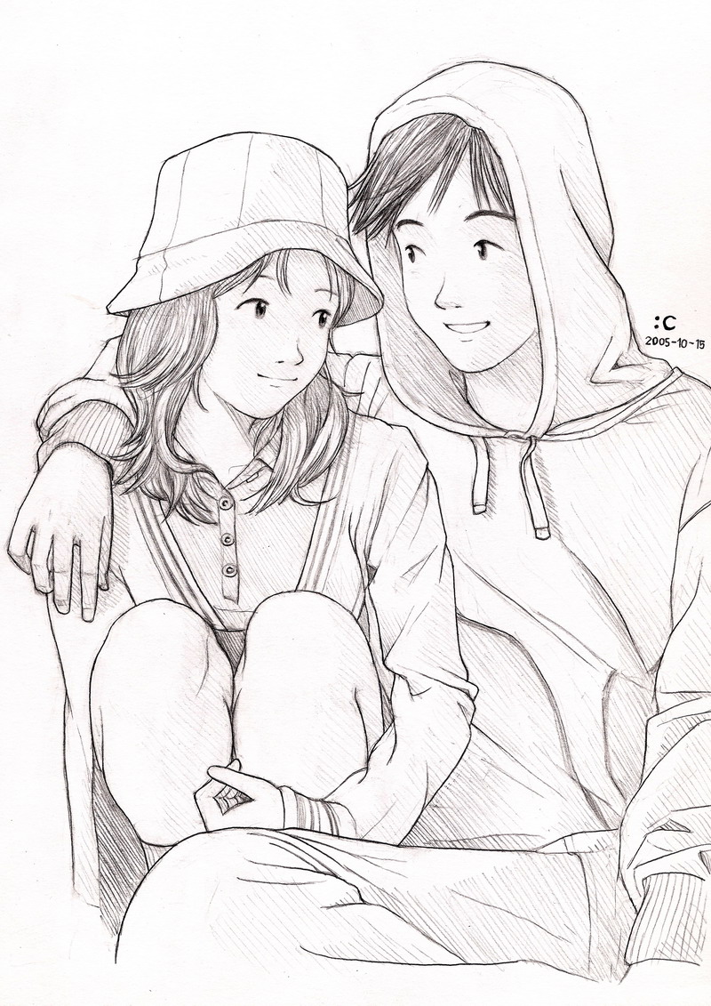 Cute couple drawing