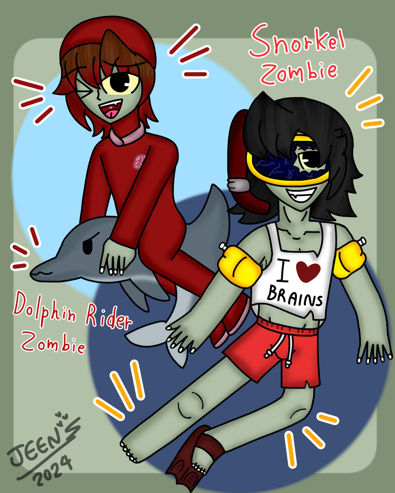 Dolphin Rider Dolphin Rider Zombie and Snorkel Zombie ( PvZ ) by JeenTheDrawing on ...