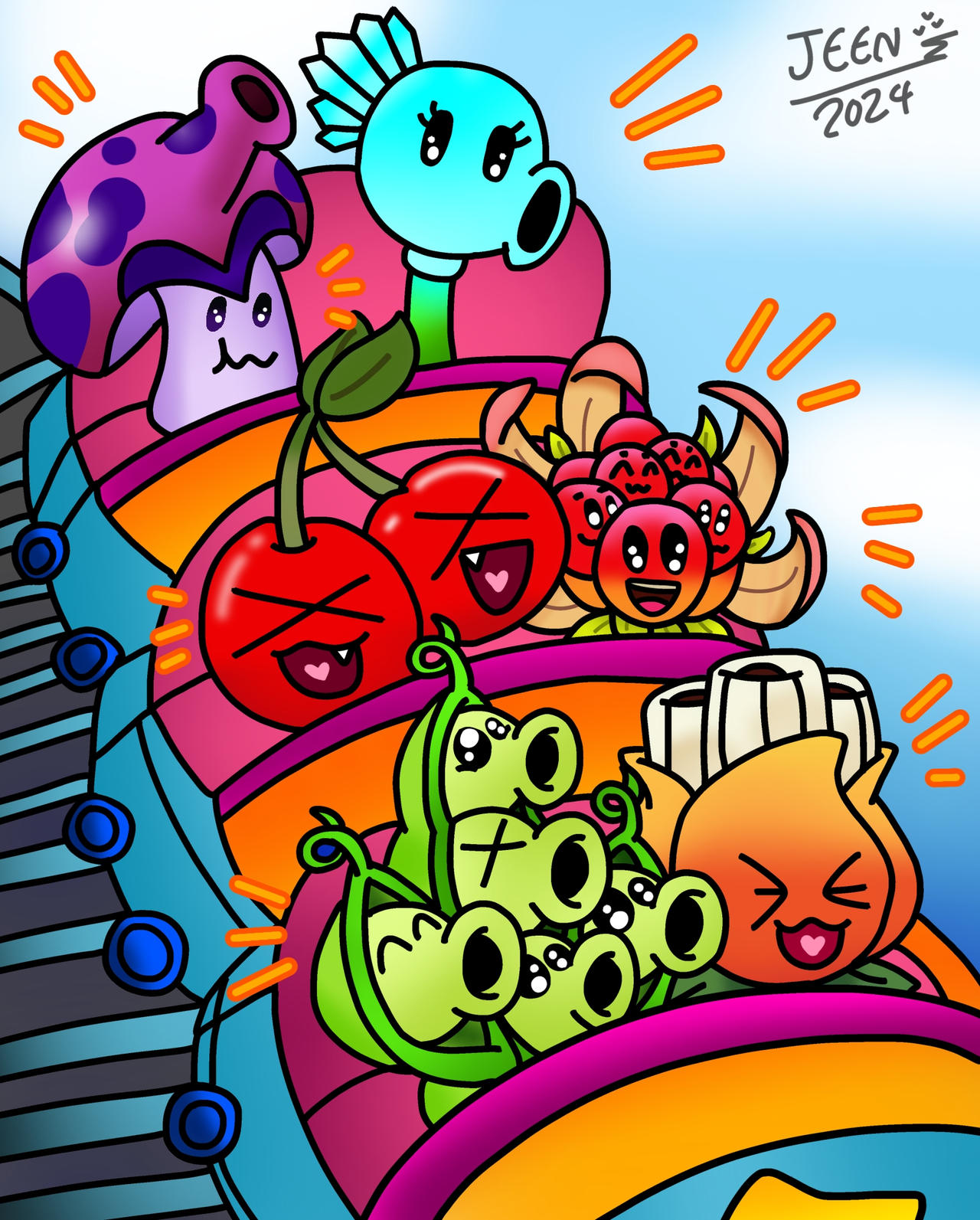 Plants are having a fun ride on rollercoaster by JeenTheDrawing on ...