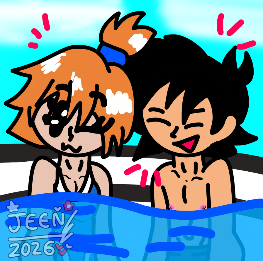 Ash Merlyn Pool Ash Ketchum and Misty from Pokemon at the Pool by JeenTheDrawing on ...