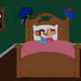 Fievel and Olivia cuddling together in bed