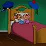 Fievel and Olivia sleeping in bed