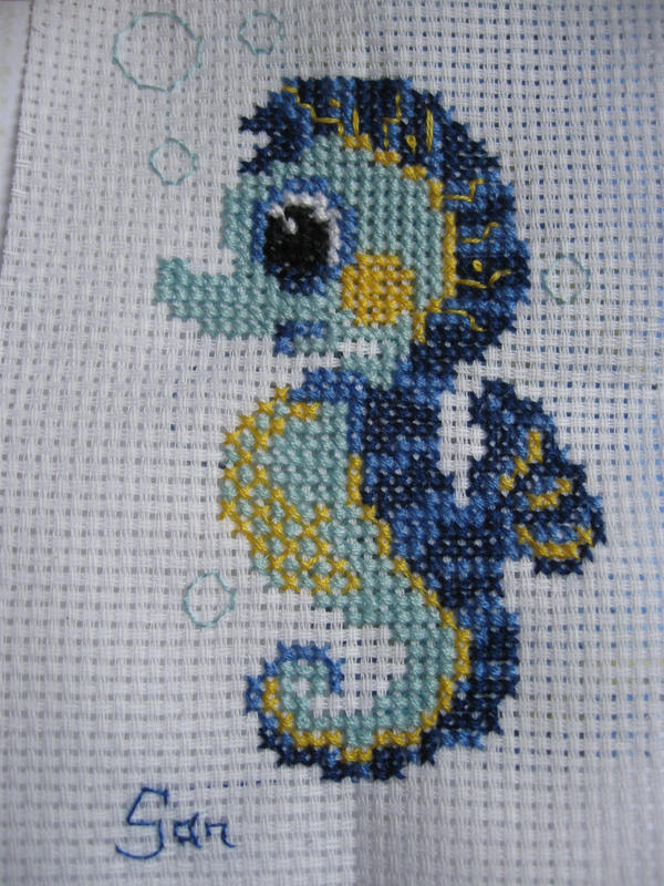Cute easy seahorse for kids small cross stitch pattern - Inspire Uplift