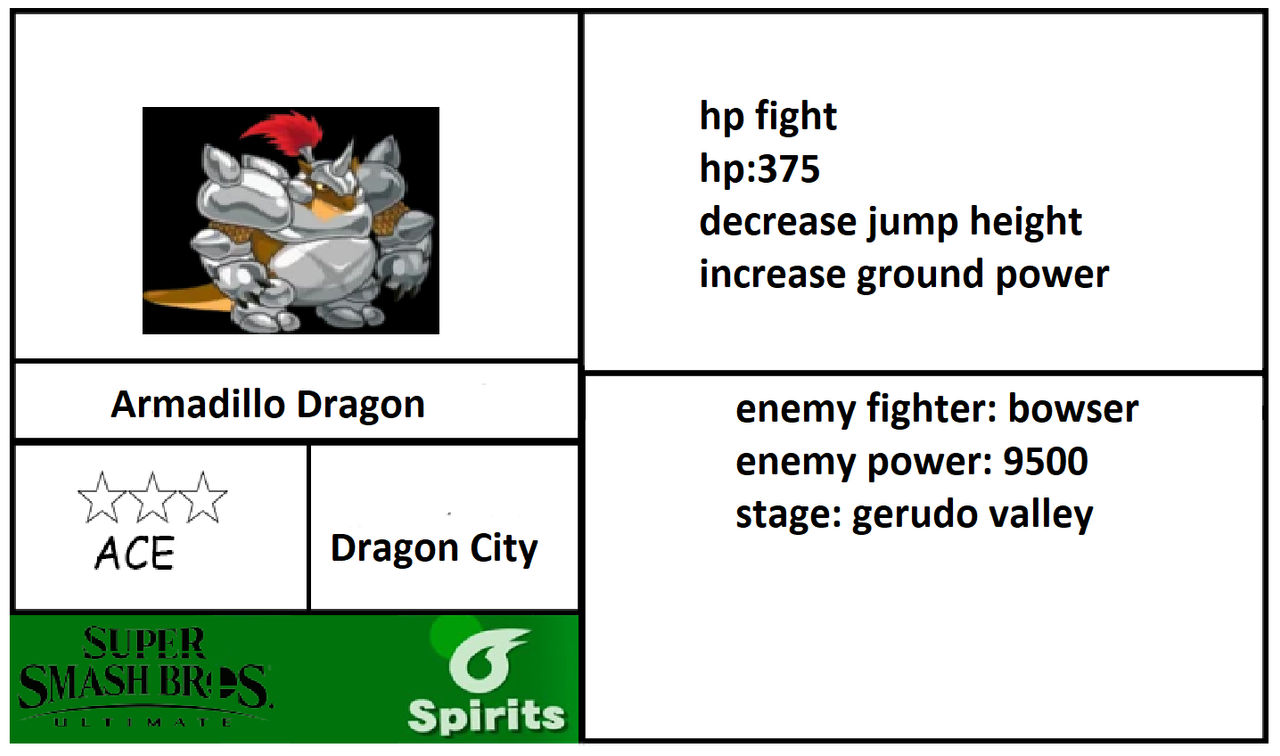Super Smash Bros Ultimate armadillo dragon spirit by snivy0711 on