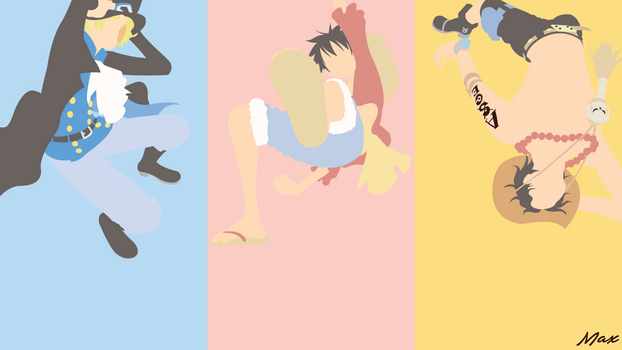 Sabo, Luffy and Ace (One Piece) Minimal Wallpaper