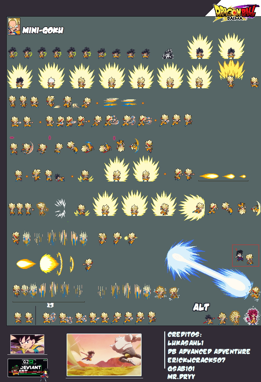 Mini Goku SSJ1 sprite sheet by GZ52 on DeviantArt