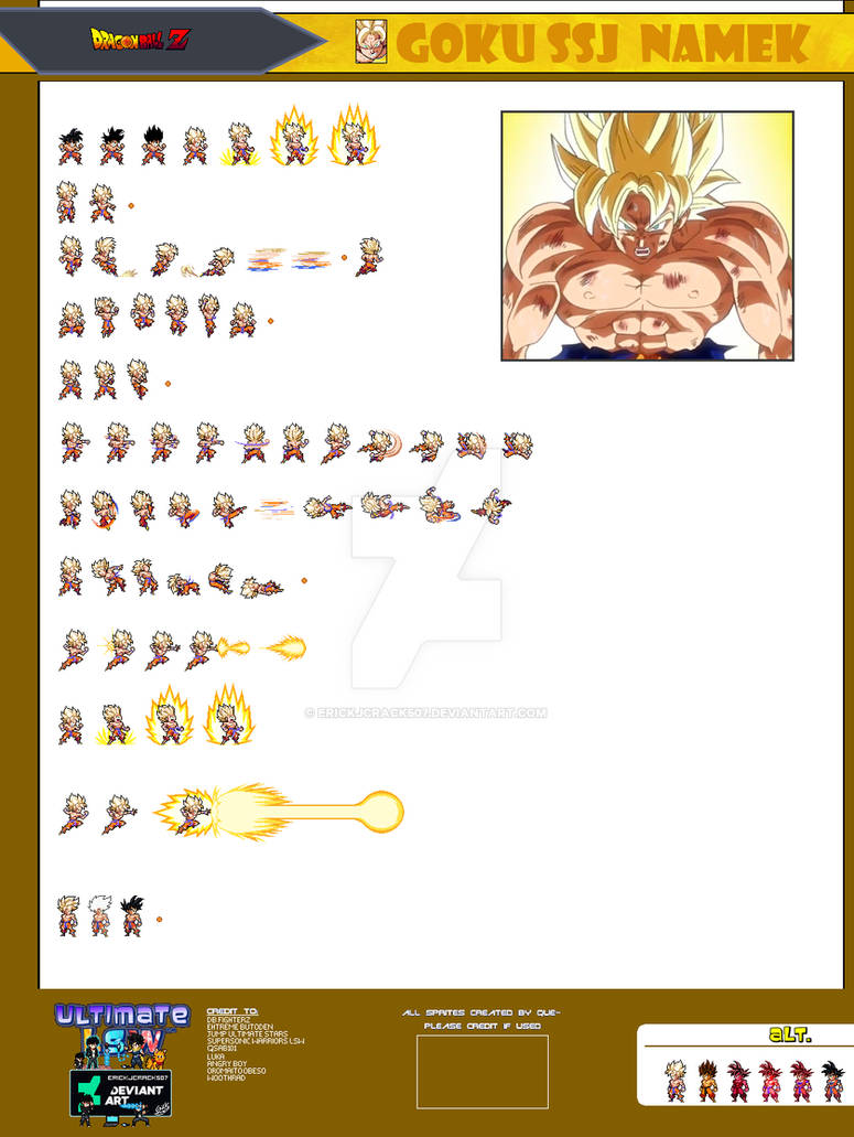 Goku SSJ Namek Saga ULSW, Sprite Sheet by ErickJCrack507 on DeviantArt