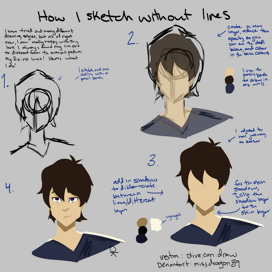 How I sketch without lines by missdragon39 on DeviantArt