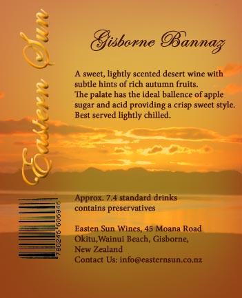 Eastern Sun -Wine Label -back