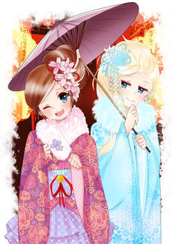 Kimonos: Anna and Elsa