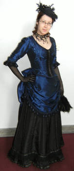 Blue victorian bustle dress