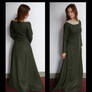 green wool medieval dress