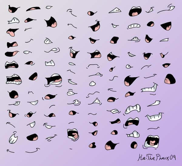 Comic Mouths Reference Sheet by KaiThePhaux