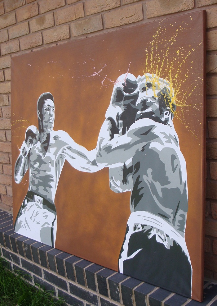 Muhammed Ali - Punch (Spraypaintstencil on canvas)