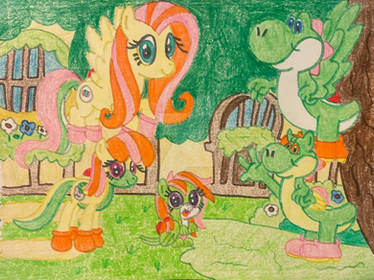 Yoshi x Fluttershy sons and daughters (Next Gen)