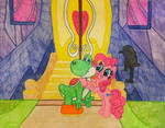 Pinkie Pie hugs Yoshi by JustinValdecanas