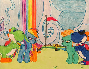 Yoshi and Rainbow Dash meet their rivals