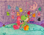 Yoshi and Pinkie Pie (Snuggles and Scarfs) by JustinValdecanas
