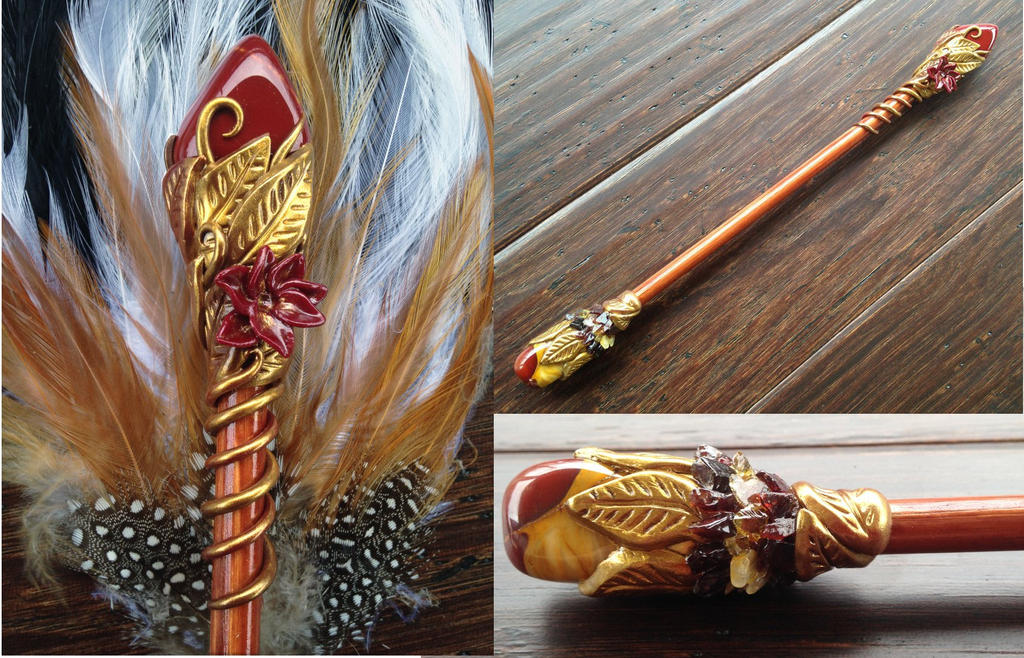 Mookaite Citrine Garnet Wand by KaijuClayCreations Mookaite Citrine Garnet Wand by KaijuClayCreations