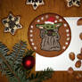 Baby Yoda gingerbread cookie