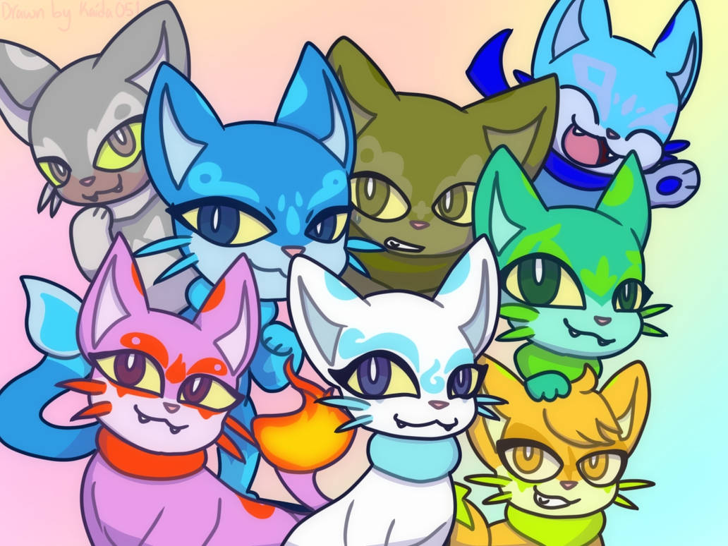 All 8 Elemental Cats by A89iksm on DeviantArt