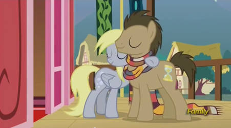 Doctor and Derpy hugging in slice of life