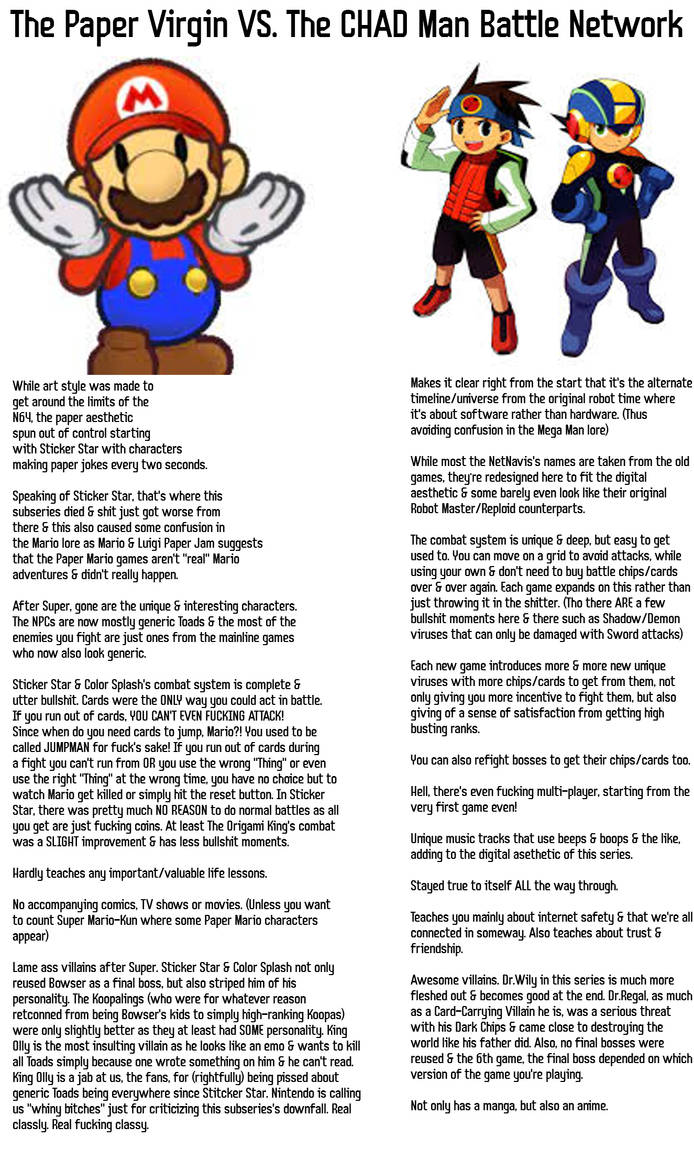 Virgin VS Chad Meme (Paper Mario VS. MMBN) by GEOSTAR-EXE3001 on DeviantArt