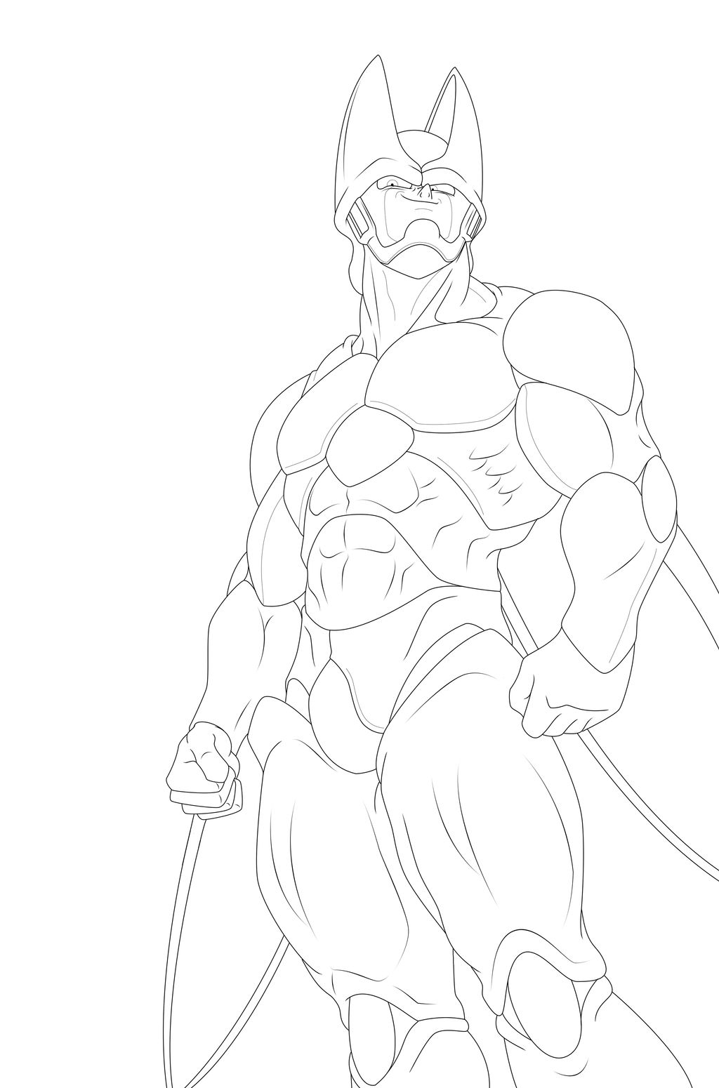 Cell Armor Form Cell Armour style- Lineart by darkly-shaded-shadow on DeviantArt