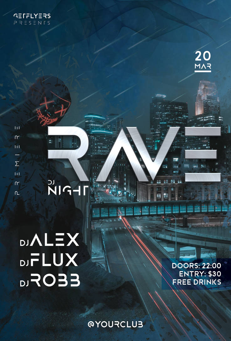 Rave DJ Night Free PSD Flyer Template by FreebieFlyers on DeviantArt
