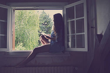 Girl, at the window.