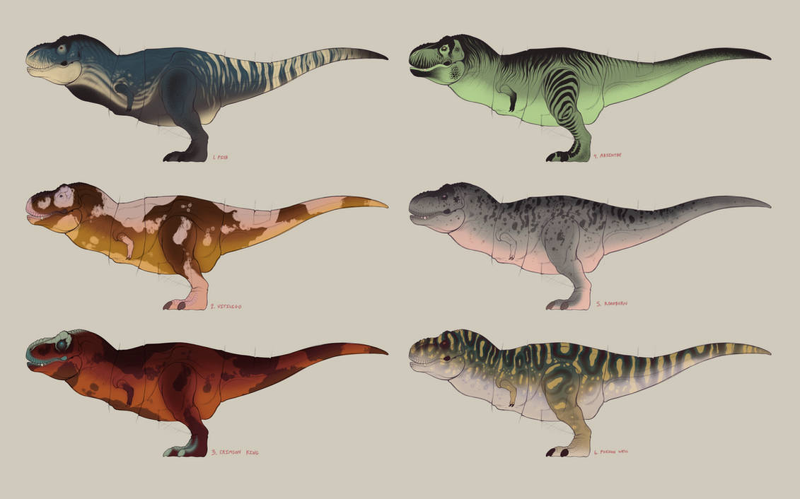 T Rex colorways by Shon2 on DeviantArt