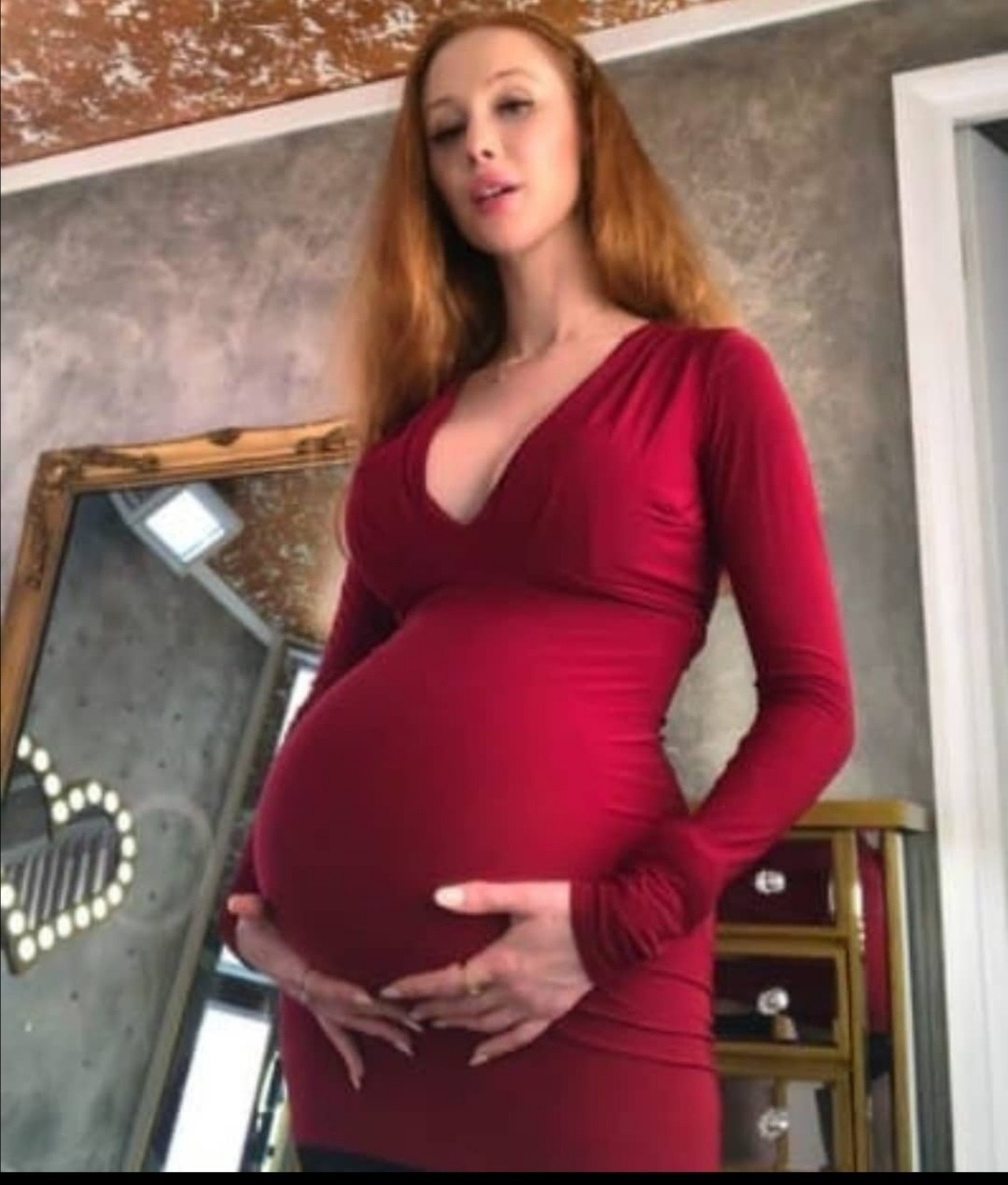 Gorgeous Pregnant Redhead Sexy Low Cut Red Dress By ChloeLuanneRogersMT gorgeous-pregnant-redhead-sexy-low-cut-red-dress-by-chloeluannerogersmt