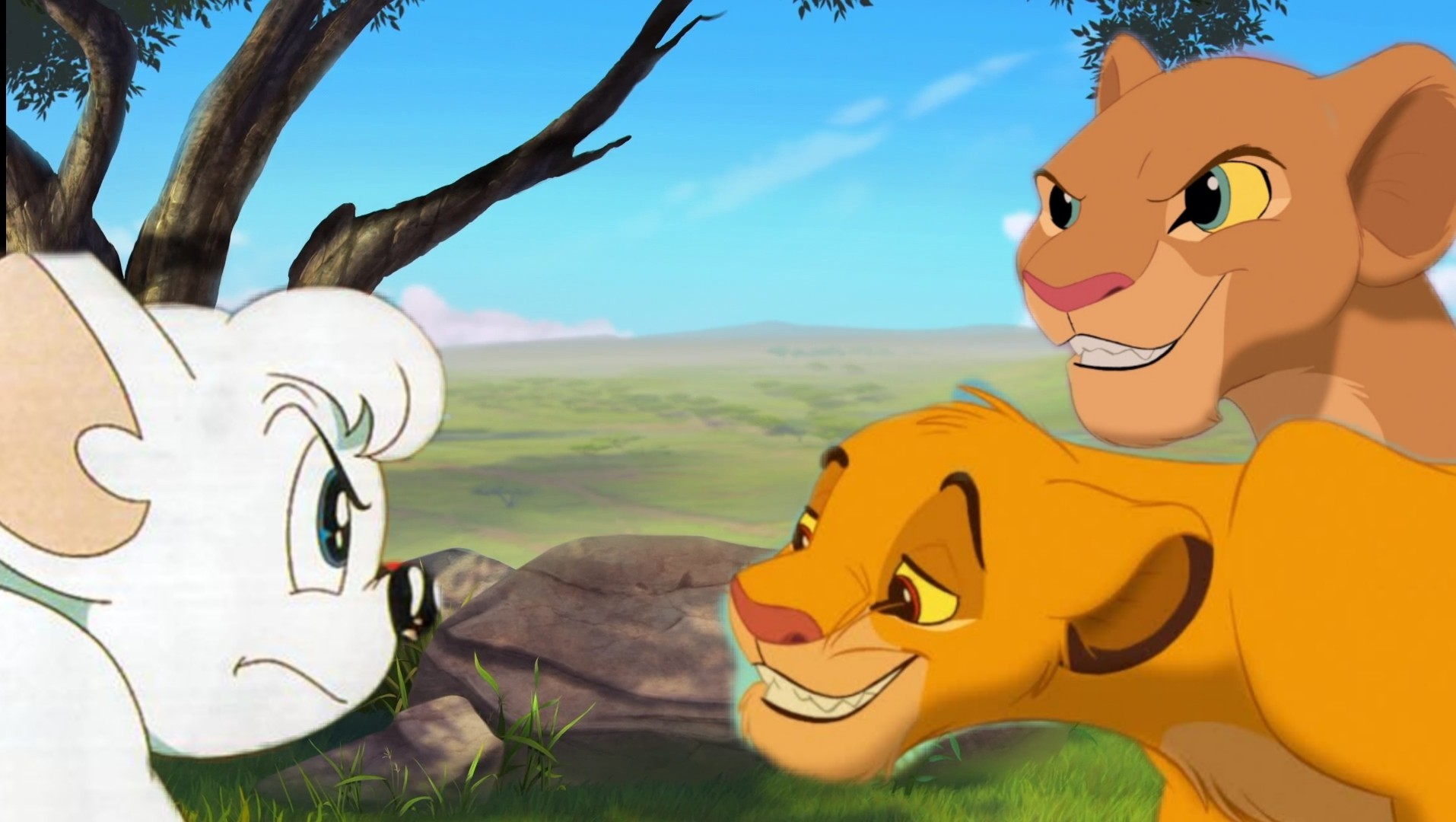 Kimba vs Simba over Nala by renhob27 on DeviantArt