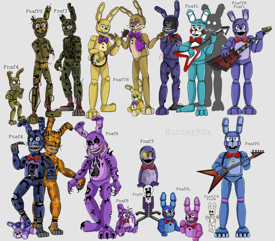 ALL fnaf-bunnies (old) by 83HunterFox87 on DeviantArt