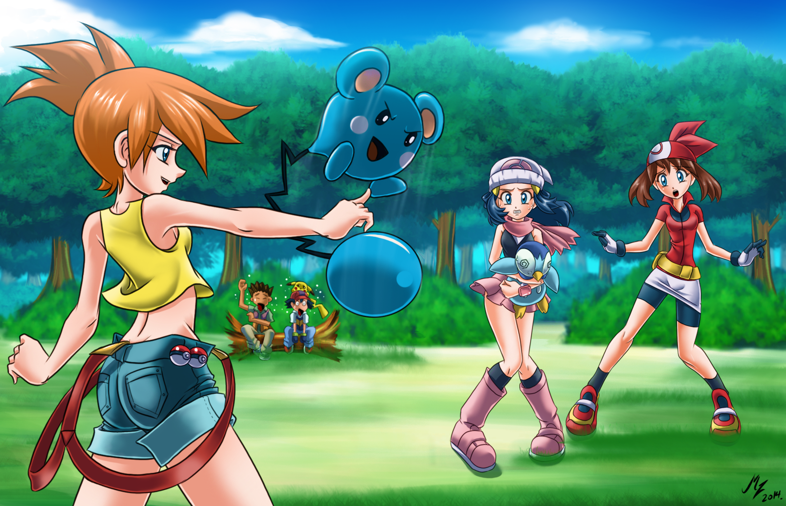 kasumi vs haruka and hikari : pokemon