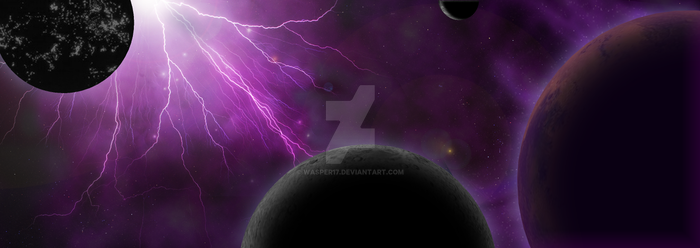 3d Planets Purple Lightning