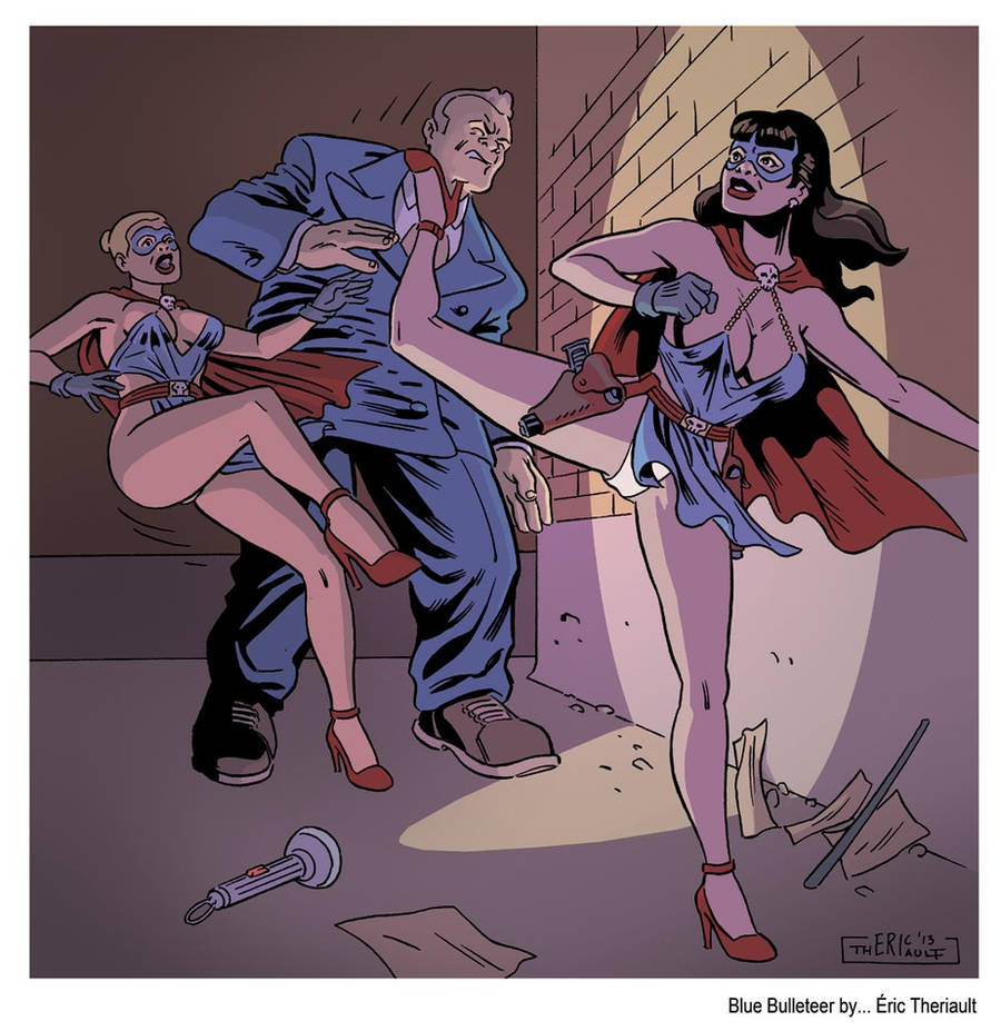 Blue Bulleteer in streetfight by mistertheriault