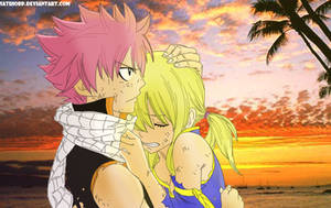 Natsu X Lucy in Sunset